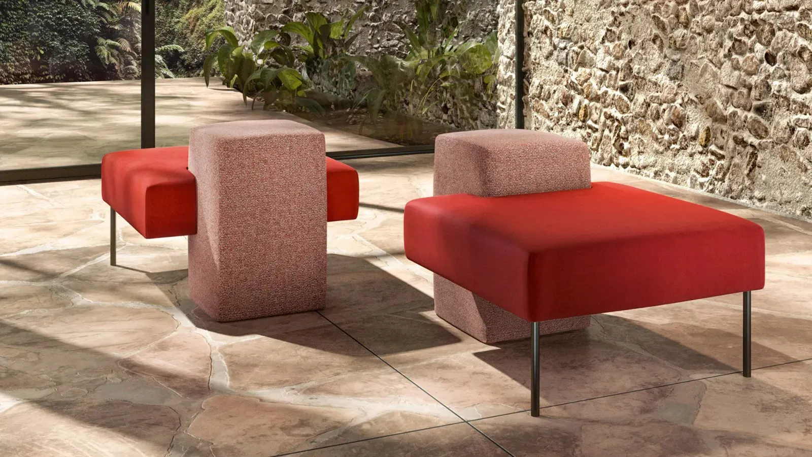 Pouf di design in tessuto Mark di Doimo Salotti