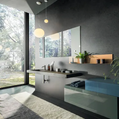 Mobile da Bagno sospeso in vetro laccato 36e8 Bathroom 1114 di Lago