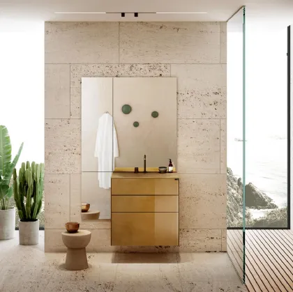 Mobile da Bagno sospeso in vetro con lavabo integrato 36e8 Bathroom 1121 di Lago