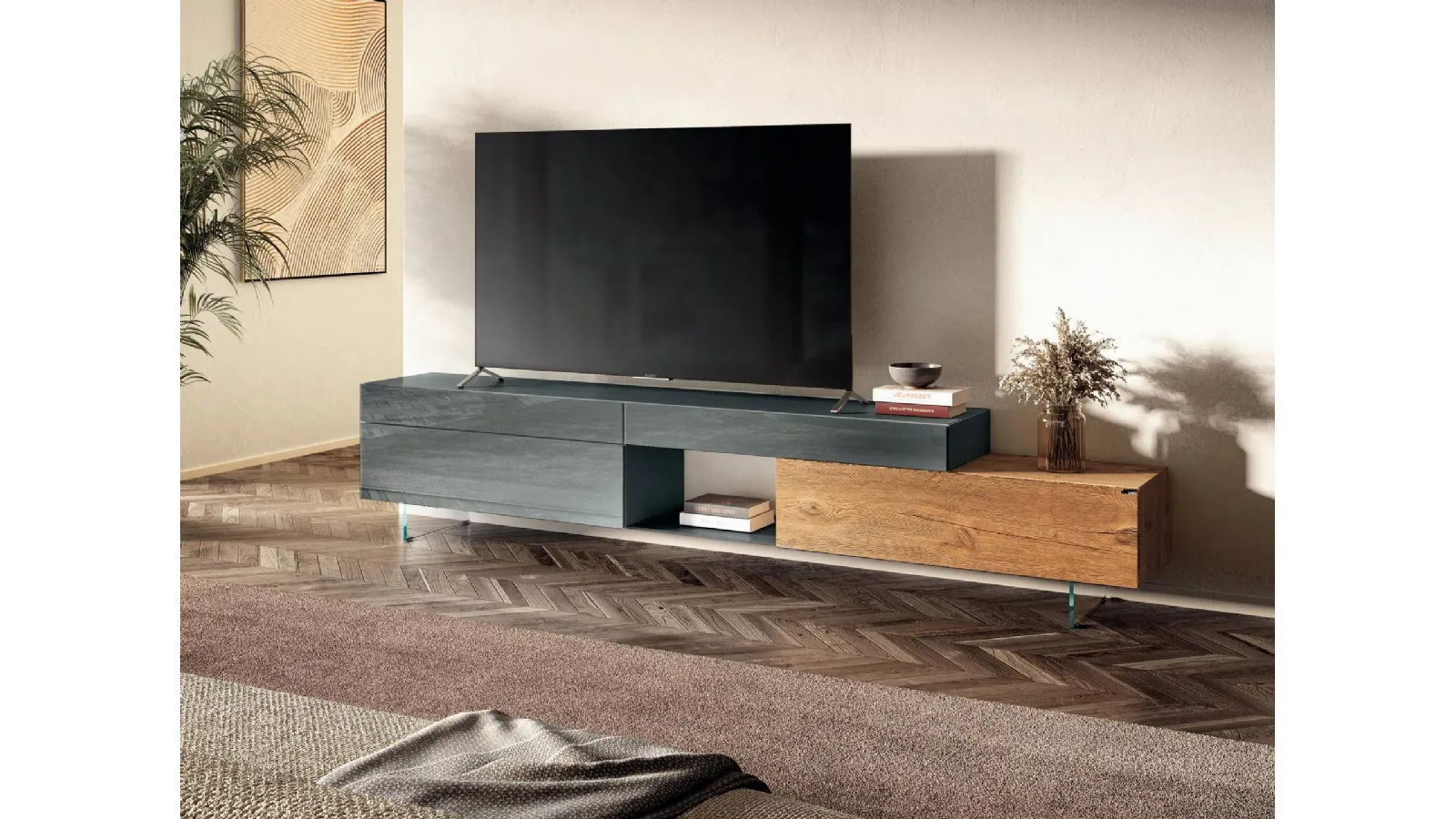 Mobile Porta Tv in vetro e legno 36e8 2656 di Lago