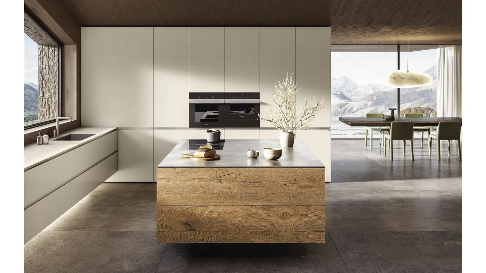 Cucina Design in laccato con isola in legno 36e8 Cut Project 2826 di Lago