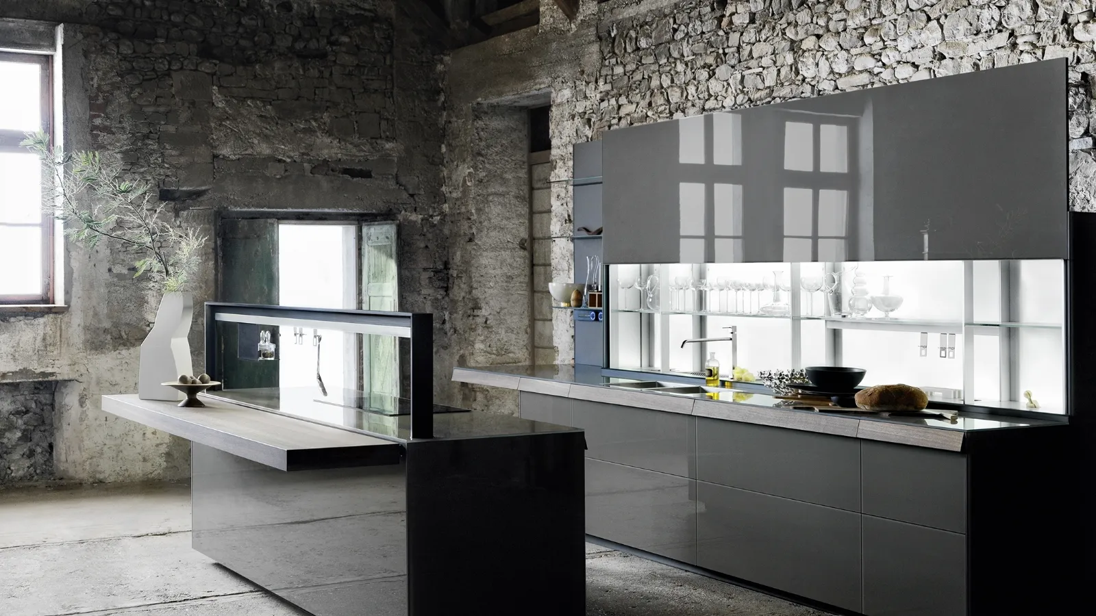 Cucina Design Genius Loci Vitrum Lucido Terra di Valcucine