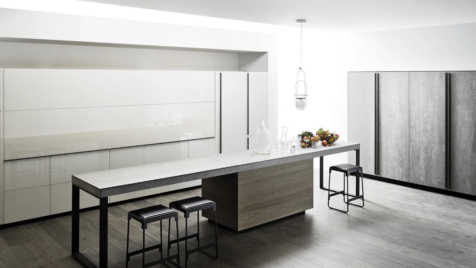 Cucina Design Logica Celata Vitrum Bianco Nuvola Lucido di Valcucine