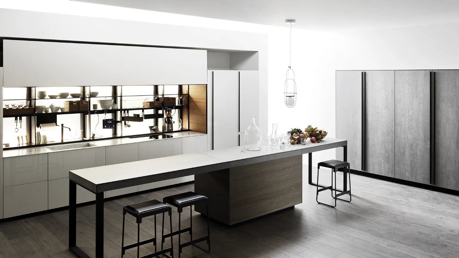 Cucina Design Logica Celata Vitrum Bianco Nuvola Lucido di Valcucine