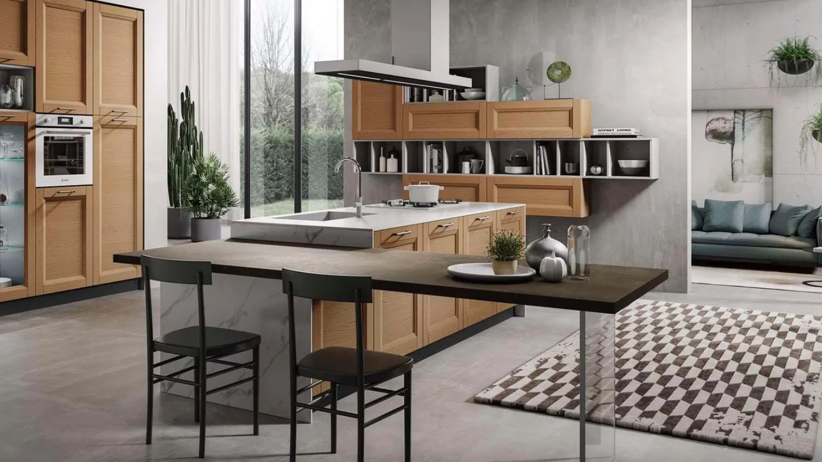 Cucina Moderna con isola Nina in rovere miele di Mobilturi